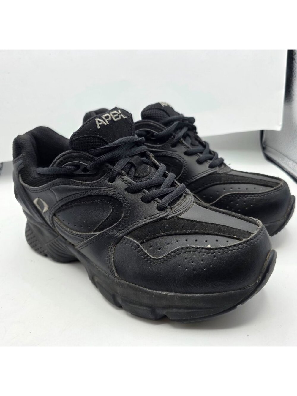 APEX Lenex Womens Size 7.5 Extra Wide Triple Black Walking Shoes Casual Comfort